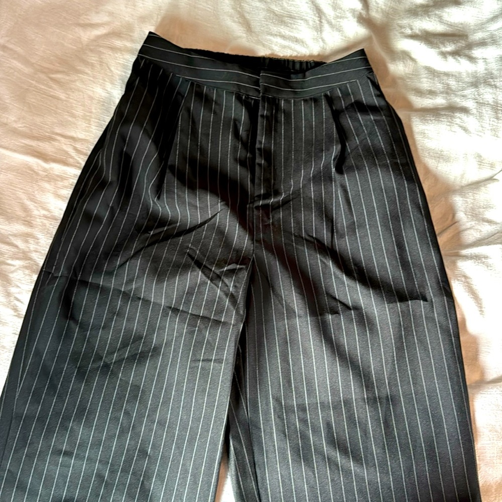 WINDSOR STORE - black, pinstripe, wide leg trousers